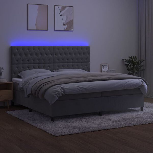 vidaXL vil&aacute;gossz&uuml;rke b&aacute;rsony rug&oacute;s &eacute;s LED-es &aacute;gy matraccal 200x200 cm