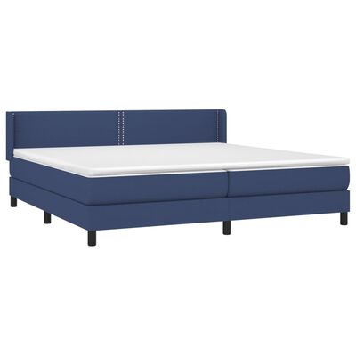 vidaXL kék szövet rugós ágy matraccal 200 x 200 cm