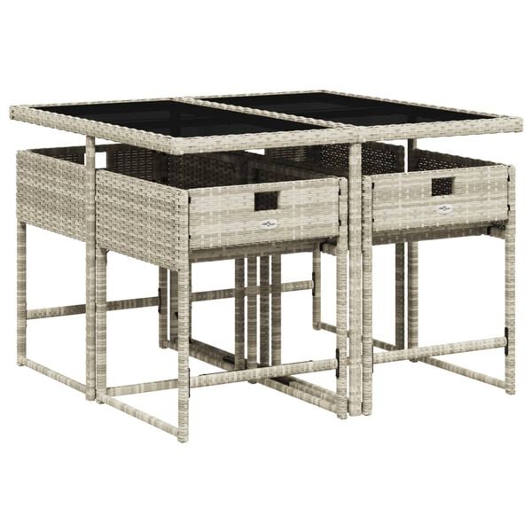 vidaXL 5r&eacute;szes vil&aacute;gossz&uuml;rke polyrattan kerti &eacute;tkezőgarnit&uacute;ra p&aacute;rn&aacute;val