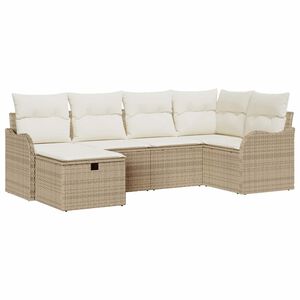 vidaXL Kerti Kanap&eacute; Szett 6 db 6-&Uuml;lőhelyek sz&aacute;ma Beige &eacute;s kr&eacute;m