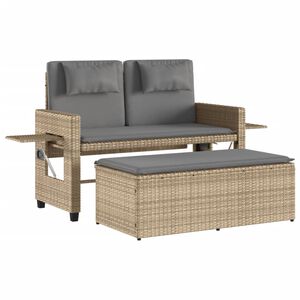 vidaXL b&eacute;zs polyrattan d&ouml;nthető kerti pad p&aacute;rn&aacute;val