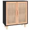 vidaXL fekete t&ouml;m&ouml;r fenyő/term&eacute;szetes rattan t&aacute;lal&oacute;szekr&eacute;ny 60x30x70cm