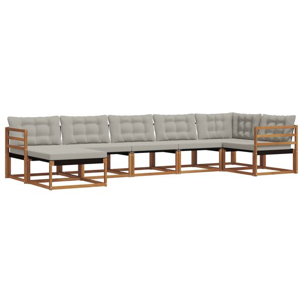 vidaXL K&uuml;lt&eacute;ri kanap&eacute; szett 7 pcs Term&eacute;szetes &eacute;s Vil&aacute;gossz&uuml;rke