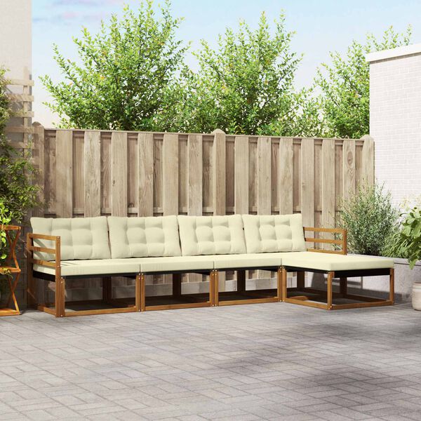 vidaXL K&uuml;lt&eacute;ri kanap&eacute; szett p&aacute;rn&aacute;val 5 pcs Term&eacute;szetes &eacute;s kr&eacute;msz&iacute;nű