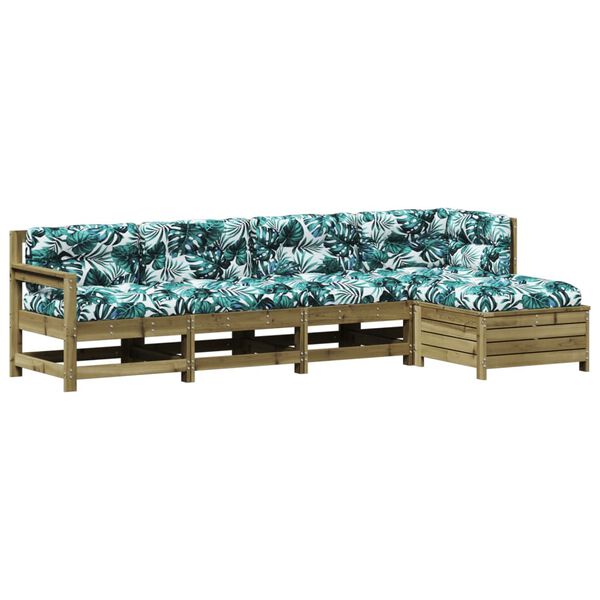 vidaXL 5 r&eacute;szes impregn&aacute;lt fenyőfa kerti &uuml;lőgarnit&uacute;ra p&aacute;rn&aacute;val