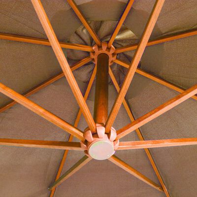vidaXL tópszínű tömör fenyőfa függő napernyő rúddal 3,5 x 2,9 m