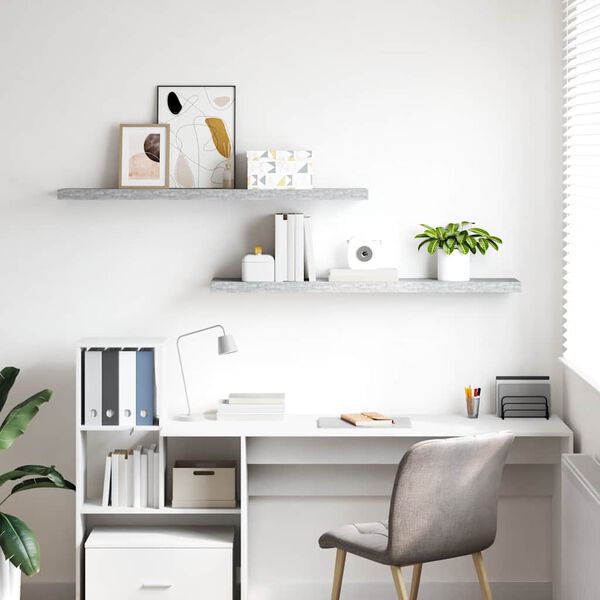 vidaXL 2 db betonsz&uuml;rke MDF lebegő fali polc 120 x 23,5 x 3,8 cm