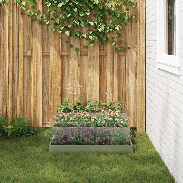 vidaXL Kerti cserép Ezüst 90 x 90 x 35 cm Horganyzott acél