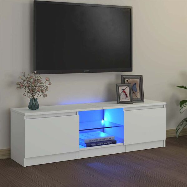 vidaXL feh&eacute;r TV-szekr&eacute;ny LED l&aacute;mp&aacute;kkal 120 x 30 x 36 cm