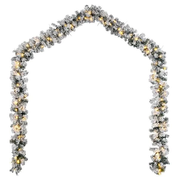 vidaXL z&ouml;ld PVC kar&aacute;csonyi f&uuml;z&eacute;r LED-ekkel 10 m