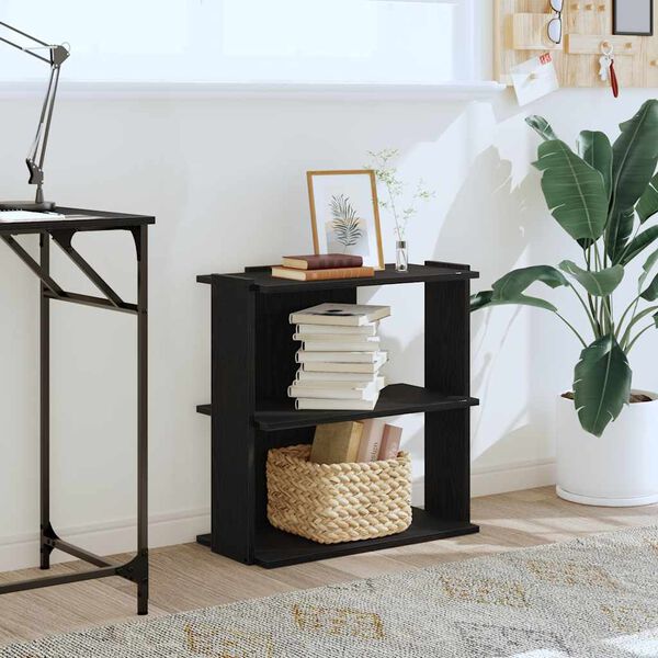 vidaXL 3 szintes fekete szerelt fa könyvespolc 60x30x60 cm