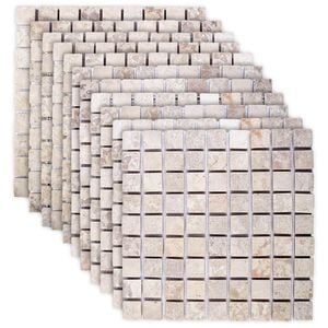 vidaXL Mozaik Csemp&eacute;k Kr&eacute;msz&iacute;nű 30 x 30 cm M&aacute;rv&aacute;ny