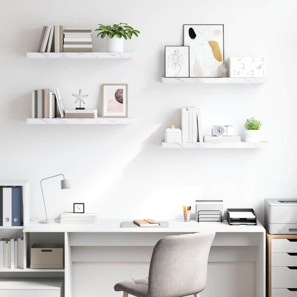 vidaXL Falpolc t&aacute;rol&oacute;val 4 pcs Feh&eacute;r m&aacute;rv&aacute;ny 80 x 23,5 x 4 cm Faanyag