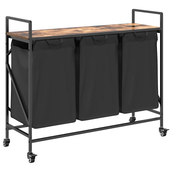 vidaXL f&uuml;st&ouml;lt t&ouml;lgy mosodai kos&aacute;r 3 rekeszes kerekekkel