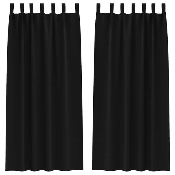 vidaXL Fekete F&uuml;gg&ouml;ny Gyűrűkkel 2 pcs Fekete 260 x 140 cm Poli&eacute;szter
