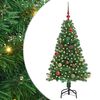 vidaXL Mű kar&aacute;csonyfa 150 LED-del Z&ouml;ld 150 cm PVC &eacute;s Ac&eacute;l &eacute;s Műanyag