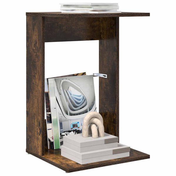 vidaXL Oldal asztal F&uuml;st&ouml;lt t&ouml;lgy 40 x 38 x 62,5 cm Faanyag