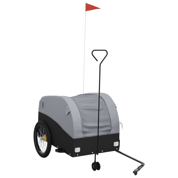 vidaXL fekete-szürke vas kerékpár-utánfutó 45 kg