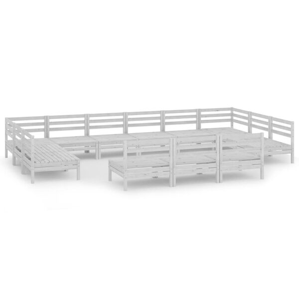 vidaXL 13 r&eacute;szes feh&eacute;r t&ouml;m&ouml;r fenyőfa kerti b&uacute;torgarnit&uacute;ra