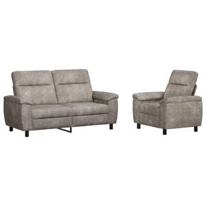 vidaXL Kanap&eacute; Szett 2 pcs Vil&aacute;gossz&uuml;rke Műsuede Bőr