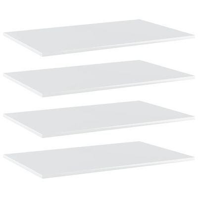 vidaXL 4 db magasfényű fehér forgácslap könyvespolc lap 80x50x1,5 cm