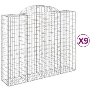 vidaXL 9 db &iacute;ves horganyzott vas gabion kos&aacute;r 200x50x160/180 cm