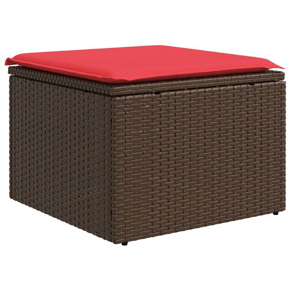 vidaXL barna polyrattan kerti ülőke párnával 55 x 55 x 37 cm