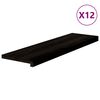 vidaXL l&eacute;pcsőfokok 12 db barna-fekete 90x30x2 cm t&ouml;m&ouml;r fa t&ouml;lgyfa