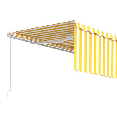 vidaXL sárga és fehér kézzel kihúzható napellenző redőnnyel 4 x 3 m