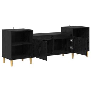 vidaXL TV szekr&eacute;ny 160 x 35 x 55 cm Fekete t&ouml;lgy Szerelt Fa