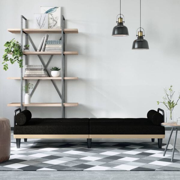 vidaXL fekete sz&ouml;vet kanap&eacute;&aacute;gy karf&aacute;val