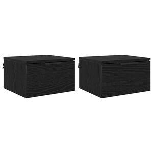 vidaXL &Eacute;jjeliszekr&eacute;ny 2 pcs Fekete t&ouml;lgy 34 x 30 x 20 cm Faanyag