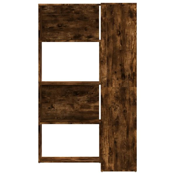 vidaXL 4 szintes füstös tölgy szerelt fa sarokkönyvespolc 85x85x140cm