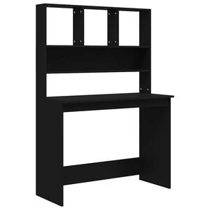 vidaXL fekete szerelt fa &iacute;r&oacute;asztal polcokkal 102 x 45 x 148 cm