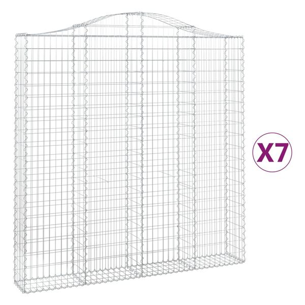 vidaXL 7 db &iacute;ves horganyzott vas gabion kos&aacute;r 200x30x200/220 cm