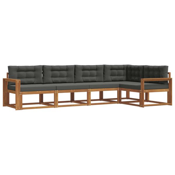 vidaXL K&uuml;lt&eacute;ri kanap&eacute; szett p&aacute;rn&aacute;val 5 pcs Term&eacute;szetes &eacute;s antracit