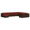 vidaXL 10 r&eacute;szes barna polyrattan kerti &uuml;lőgarnit&uacute;ra p&aacute;rn&aacute;kkal