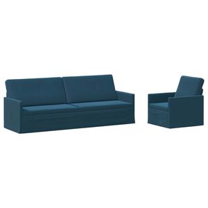 vidaXL Kanap&eacute; Szett 2 pcs K&eacute;k B&aacute;rsony