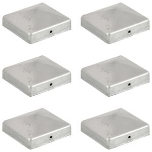 vidaXL 6 db g&uacute;la alak&uacute; horganyzott f&eacute;m ker&iacute;t&eacute;soszlop-sapka 81 x 81 mm