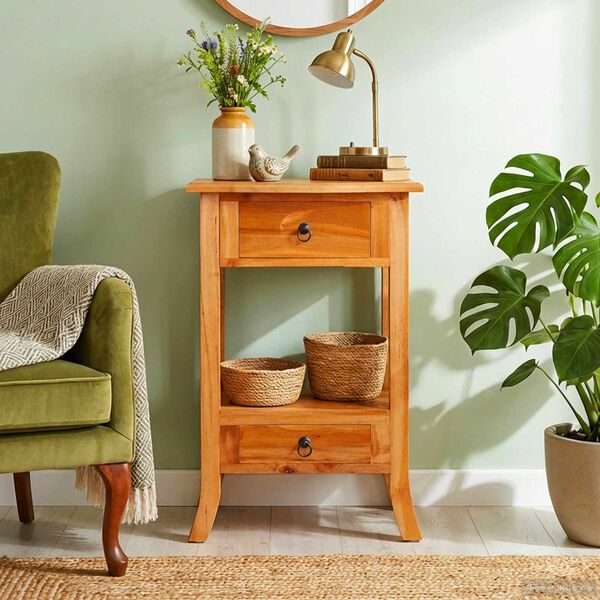 vidaXL Konzolasztal Term&eacute;szetes 50,5 x 30 x 75,5 cm T&ouml;m&ouml;r Mahag&oacute;ni Fa