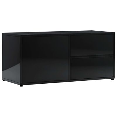 vidaXL magasfényű fekete forgácslap TV-szekrény 80 x 34 x 36 cm