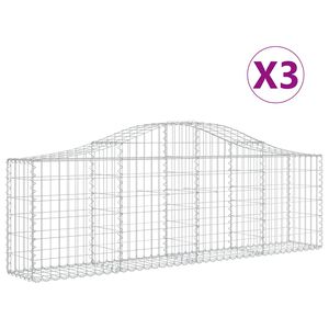 vidaXL 3 db &iacute;ves horganyzott vas gabion kos&aacute;r 200x30x60/80 cm