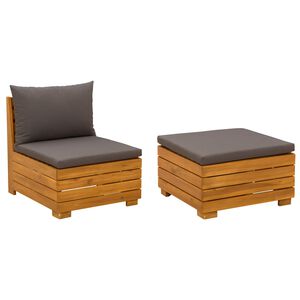 vidaXL Kerti lounge szett p&aacute;rn&aacute;val 2 Darab Barna T&ouml;m&ouml;r Ak&aacute;cfa