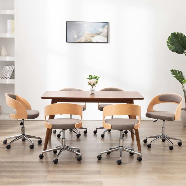 vidaXL 6 db t&oacute;psz&iacute;nű hajl&iacute;tott fa &eacute;s sz&ouml;vet forg&oacute; &eacute;tkezősz&eacute;k