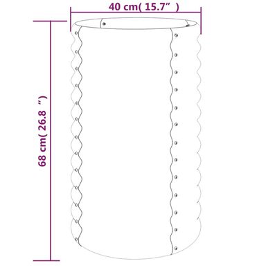 vidaXL szürke porszórt acél kerti ültetőláda 40 x 40 x 68 cm
