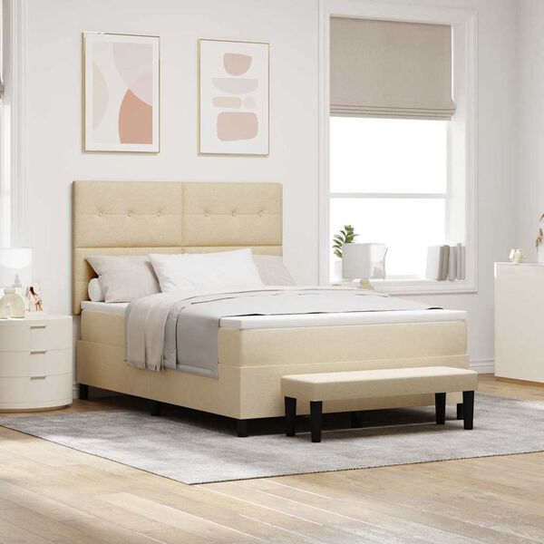 vidaXL Boxrug&oacute;s &aacute;gy fejt&aacute;ml&aacute;val Kr&eacute;m 160 x 200 cm sz&ouml;vet