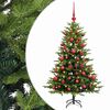vidaXL Műfenyő g&ouml;mb&ouml;kkel 150 cm 150 LED Meleg feh&eacute;r PVC &eacute;s f&eacute;m Z&ouml;ld