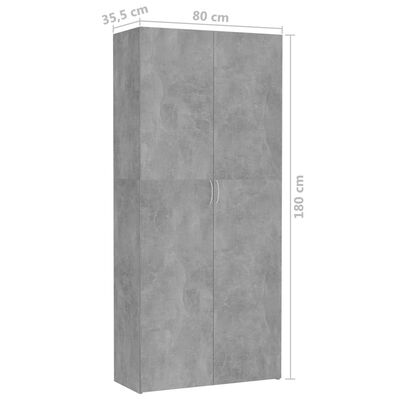 vidaXL betonszürke forgácslap tárolószekrény 80 x 35,5 x 180 cm