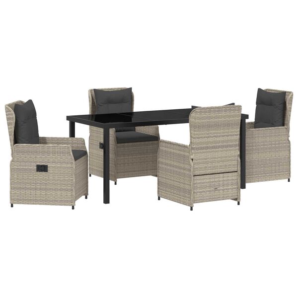 vidaXL Kert &eacute;tkező szett 5 pcs Vil&aacute;gossz&uuml;rke polirattan