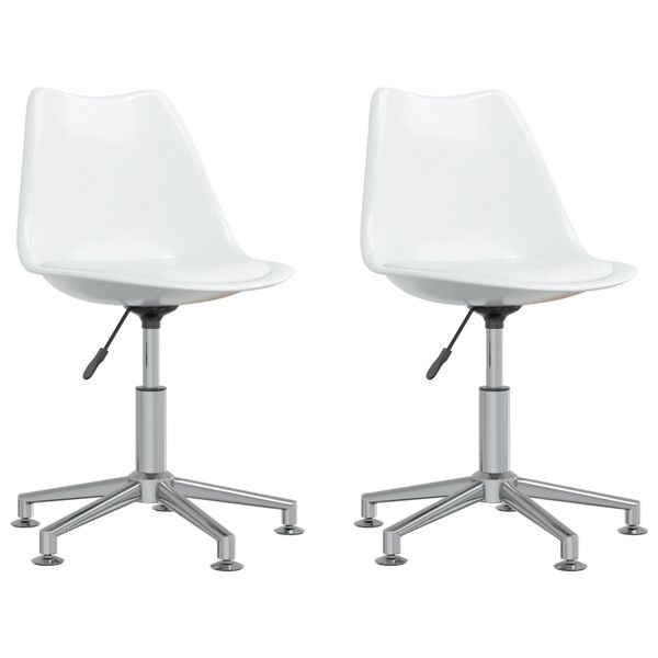 vidaXL 2 db feh&eacute;r műbőr forg&oacute; &eacute;tkezősz&eacute;k